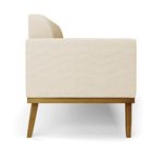 Poltrona Base De Madeira Fixa Castanho Marisa Linho Bege A19