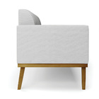 Poltrona Base De Madeira Fixa Castanho Marisa Linho Cinza A05