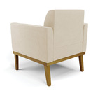 Poltrona Base De Madeira Fixa Castanho Marisa Suede Bege