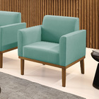 Poltrona Base De Madeira Fixa Castanho Marisa Suede D03 - D'r