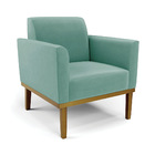 Poltrona Base De Madeira Fixa Castanho Marisa Suede D03 - D'r