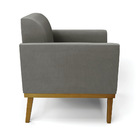 Poltrona Base De Madeira Fixa Castanho Marisa Suede Grafite