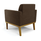 Poltrona Base De Madeira Fixa Castanho Marisa Suede - Marrom