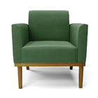 Poltrona Base De Madeira Fixa Castanho Marisa Suede - Verde