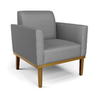 Poltrona Base De Madeira Fixa Castanho Marisa Veludo Luxo Gra