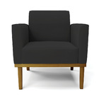 Poltrona Base De Madeira Fixa Castanho Marisa Veludo Preto