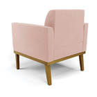 Poltrona Base De Madeira Fixa Castanho Marisa Veludo Rosê