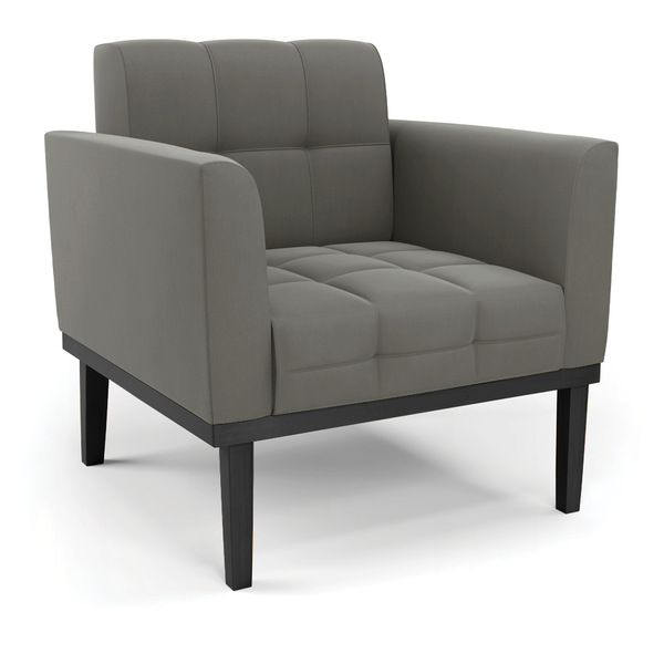 Poltrona Base De Madeira Fixa Preto Elisa Suede Grafite D03 -