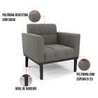 Poltrona Base De Madeira Fixa Preto Elisa Suede Grafite D03 -