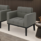 Poltrona Base De Madeira Fixa Preto Elisa Suede Grafite D03 -