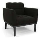 Poltrona Base De Madeira Fixa Preto Elisa Suede Preto D03 - D