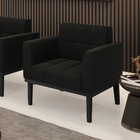 Poltrona Base De Madeira Fixa Preto Elisa Suede Preto D03 - D