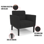 Poltrona Base De Madeira Fixa Preto Elisa Veludo D03 - D'ross