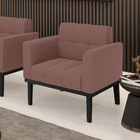 Poltrona Base De Madeira Fixa Preto Elisa Veludo D03 - D'ross