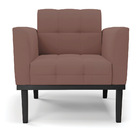 Poltrona Base De Madeira Fixa Preto Elisa Veludo Rosê D03 - D