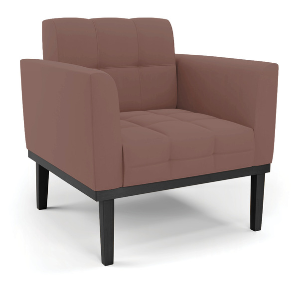 Poltrona Base De Madeira Fixa Preto Elisa Veludo Rosê D03 - D