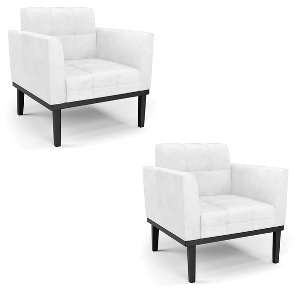 Poltrona Base De Madeira Fixa Preto Kit 2 Elisa Corano D03 -