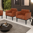 Poltrona Base De Madeira Fixa Preto Kit 2 Elisa Corano Nozes