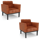 Poltrona Base De Madeira Fixa Preto Kit 2 Elisa Corano Nozes