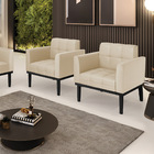 Poltrona Base De Madeira Fixa Preto Kit 2 Elisa Corino D03 -