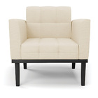 Poltrona Base De Madeira Fixa Preto Kit 2 Elisa Linho D03 - D