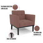 Poltrona Base De Madeira Fixa Preto Kit 2 Elisa Veludo D03 -