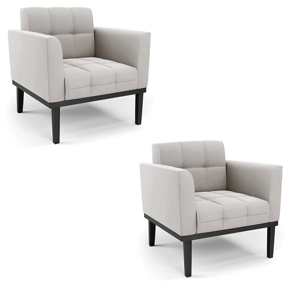 Poltrona Base De Madeira Fixa Preto Kit 2 Elisa Veludo D03 -