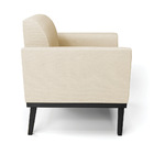 Poltrona Base De Madeira Fixa Preto Marisa Linho - A19 Bege