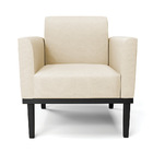 Poltrona Base De Madeira Fixa Preto Marisa Linho - A19 Bege