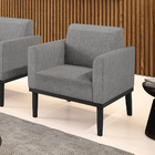 Poltrona Base De Madeira Fixa Preto Marisa Linho - A26 Grafite