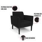 Poltrona Base De Madeira Fixa Preto Marisa Linho - A79 Preto