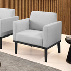 Poltrona Base De Madeira Fixa Preto Marisa Linho Cinza A05