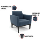 Poltrona Base De Madeira Fixa Preto Marisa Suede Azul Marinho