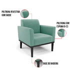 Poltrona Base De Madeira Fixa Preto Marisa Suede Azul Turques