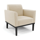 Poltrona Base De Madeira Fixa Preto Marisa Suede - Bege