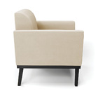 Poltrona Base De Madeira Fixa Preto Marisa Suede - Bege