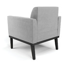 Poltrona Base De Madeira Fixa Preto Marisa Suede Cinza