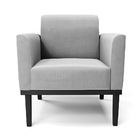 Poltrona Base De Madeira Fixa Preto Marisa Suede Cinza