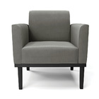 Poltrona Base De Madeira Fixa Preto Marisa Suede - Grafite