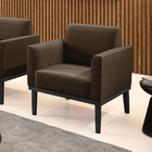 Poltrona Base De Madeira Fixa Preto Marisa Suede Marrom