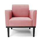 Poltrona Base De Madeira Fixa Preto Marisa Suede - Rose