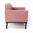 Poltrona Base De Madeira Fixa Preto Marisa Suede - Rose