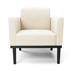 Poltrona Base De Madeira Fixa Preto Marisa Veludo - Bege