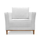 Poltrona Base De Madeira Sala De Estar Grace Linho Grigio S04