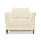 Poltrona Base De Madeira Sala De Estar Grace Linho Pérola S04