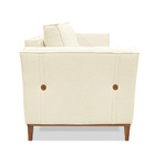 Poltrona Base De Madeira Sala De Estar Grace Linho Pérola S04