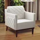 Poltrona Base De Madeira Sala E Quarto Fenix Matelassê Linho