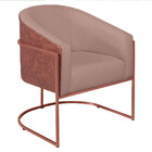 Poltrona Base Ferro Bronze Omodei Louise Corano Nozes E Linho