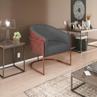 Poltrona Base Ferro Bronze Omodei Louise Corano Nozes E Linho