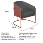 Poltrona Base Ferro Bronze Omodei Louise Corano Nozes E Linho